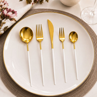 Kit Talheres em Aço Inox 30 Peças Dourado e Branco Design Moderno e Sofisticado