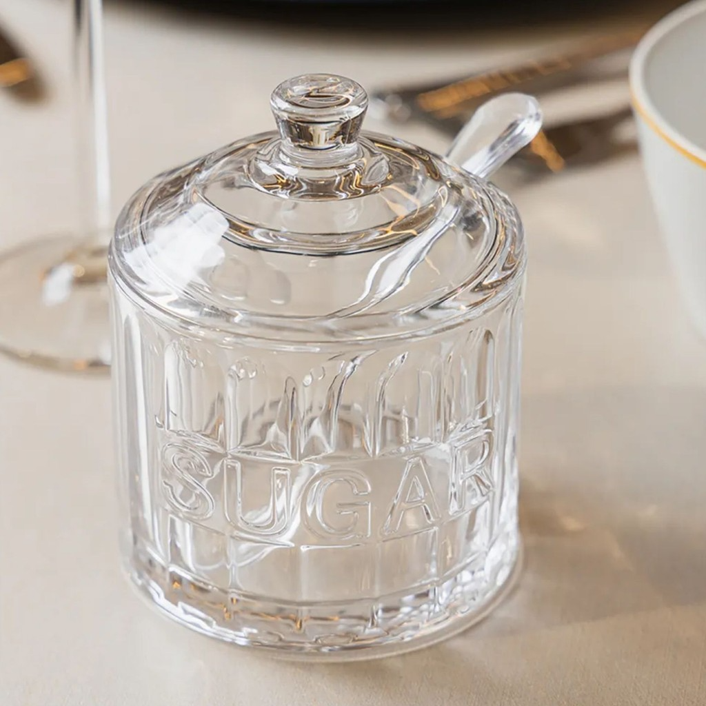 Açucareiro em Cristal com Tampa e Colher Harmony 10x8,5