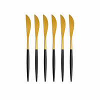 6 Colher, Garfo ou Faca em Aço Inox Dourado com Cabo Fino Black