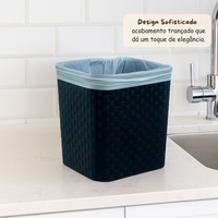 Cesto de Lixo Preto Ratan 3,5L com Tampa