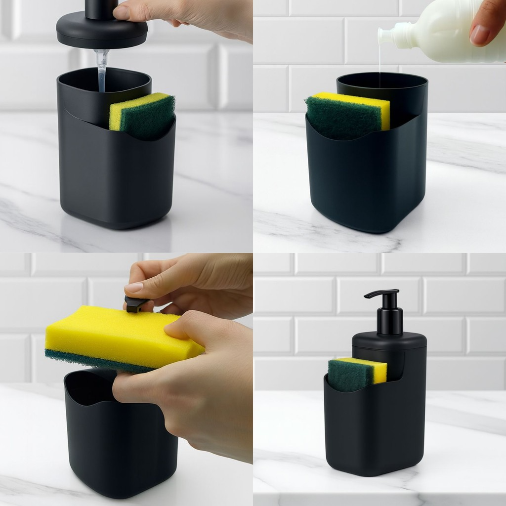 Dispenser de Sabonete Líquido com Porta Esponja