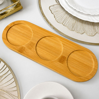 Bandeja Organizadora em Bambu para Açucareiro, Condimentos e Porta Temperos Com 3 Nichos