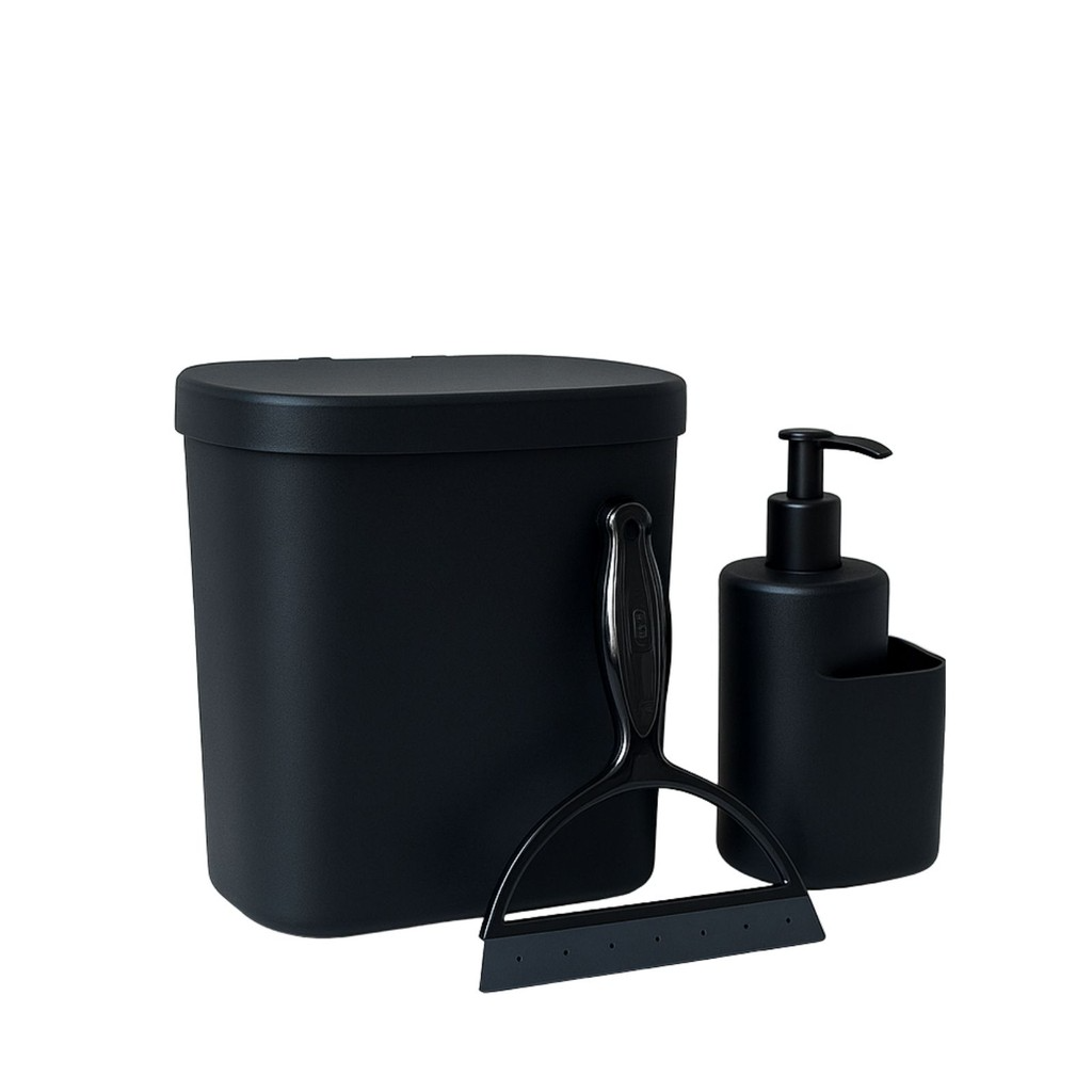 Kit Completo para Pia Lixeira, Dispenser e Rodo