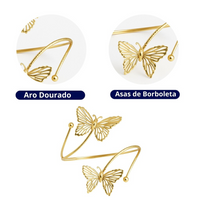 Kit 02 Prendedores de cortina Luxo Borboleta Dourada Aro Recartilhado