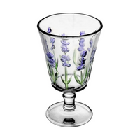 Jogo Jarra 1,5 L + 6 Taças de Vidro Com Pintura Relevo Floral Lavanda