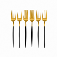 6 Colher, Garfo ou Faca em Aço Inox Dourado com Cabo Fino Black
