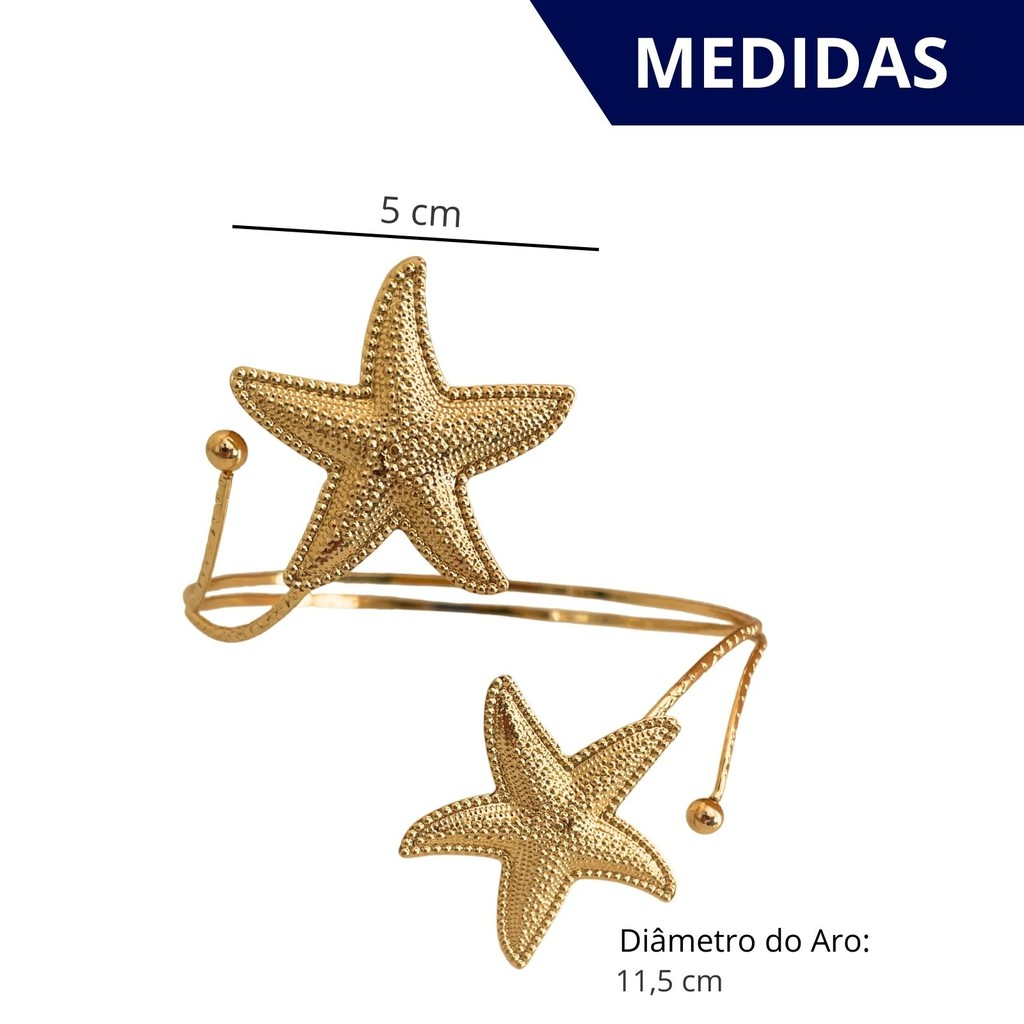 Kit 02 Prendedores de cortina Estrela do Mar Aro Recartilhado