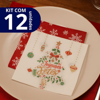 Kit com 12 Unidades Guardanapo de Papel Natalino Para Mesa Posta