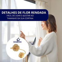 Kit 02 Prendedores de cortina Flor Rendada em Aço