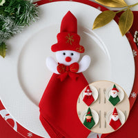 Kit com 4 Guardanapo + Argola Anel de Guardanapo Decorativo Mesa Posta Natal