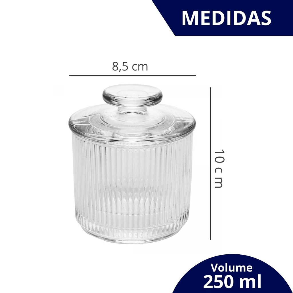 Manteigueira Francesa em Cristal Line Relevo Delicada 10x8,5cm