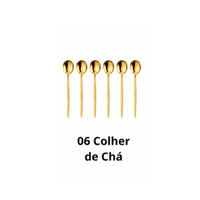 6 Colher, Garfo ou Faca em Aço Inox Dourado com Cabo Fino Chique e Minimalista