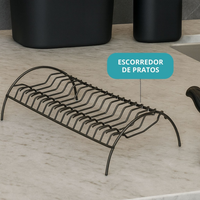 Kit Completo para Pia – Lixeira, Dispenser, Escorredor, Rodo e Filtro