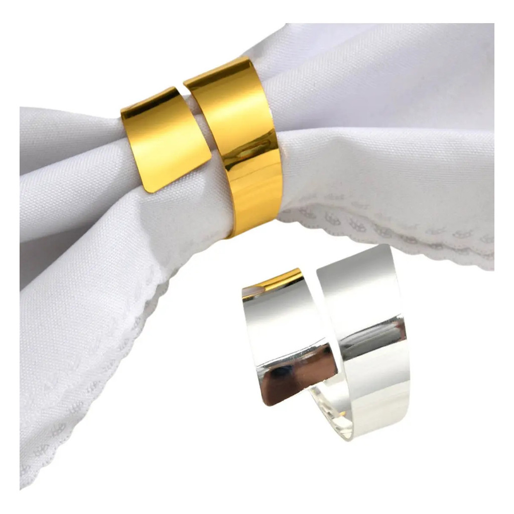 Kit Com 04 Aneis De Guardanapo Luxuoso Minimalista