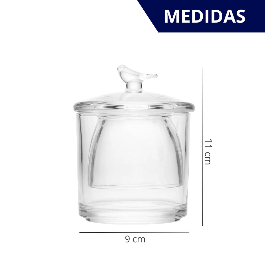 Manteigueira Francesa de Vidro Com Tampa formato de Pássaro 9,5x9,5x11