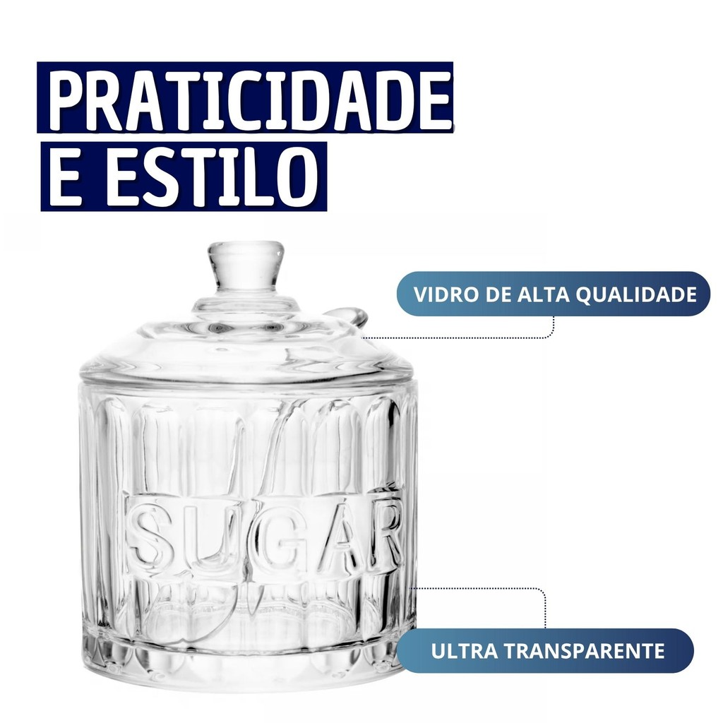 Açucareiro em Cristal com Tampa e Colher Harmony 10x8,5