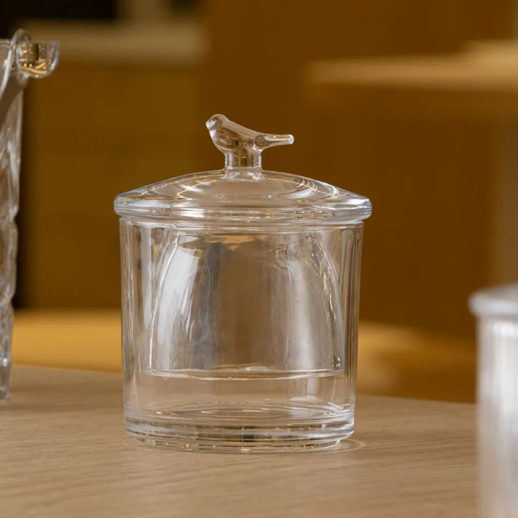 Manteigueira Francesa de Vidro Com Tampa formato de Pássaro 9,5x9,5x11