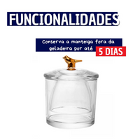 Manteigueira Francesa de Vidro Com Tampa formato de Pássaro Gold 9,5x9,5x11