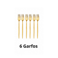 6 Colher, Garfo ou Faca em Aço Inox Dourado com Cabo Fino Chique e Minimalista