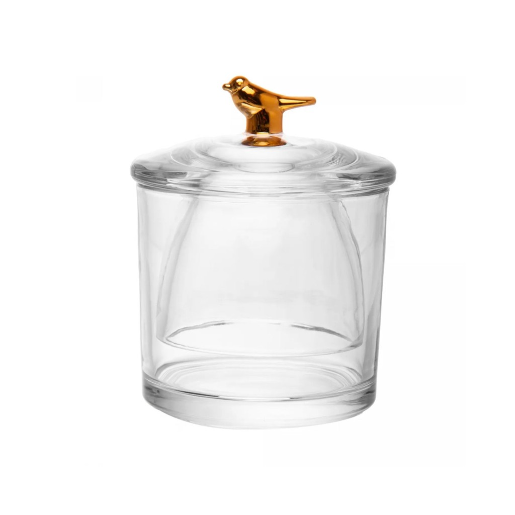 Manteigueira Francesa de Vidro Com Tampa formato de Pássaro Gold 9,5x9,5x11