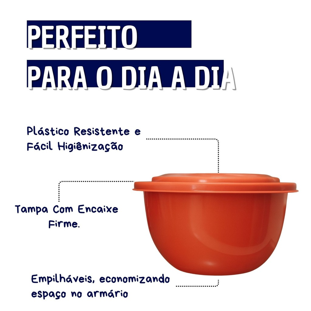 Kit 10 Potes Redondo de Plástico Com Tampa 1 Litro Colorido