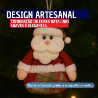 Kit 02 Enfeites Natalinos de Pelúcia Para árvore de Natal Papai Noel e Boneco de Neve