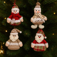 Kit 02 Enfeites Natalinos de Pelúcia Para árvore de Natal Papai Noel e Boneco de Neve