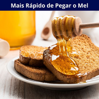 Meleira Abelhas com Tampa de Bambu e Colher de Madeira 9,5x8x8cm