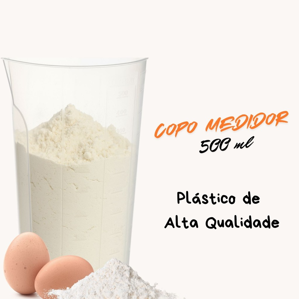 Kit 1 Copo Medidor de Plástico Com relevo 500ml