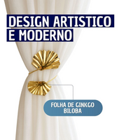 Kit 02 Prendedores de cortina Folha de Ginkgo