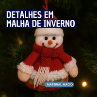 Kit 02 Enfeites Natalinos de Pelúcia Para árvore de Natal Papai Noel e Boneco de Neve
