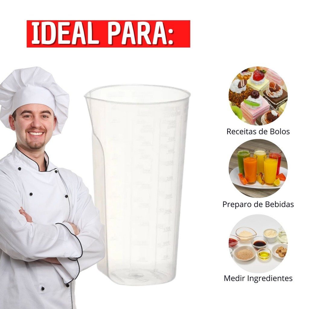 Kit 1 Copo Medidor de Plástico Com relevo 500ml