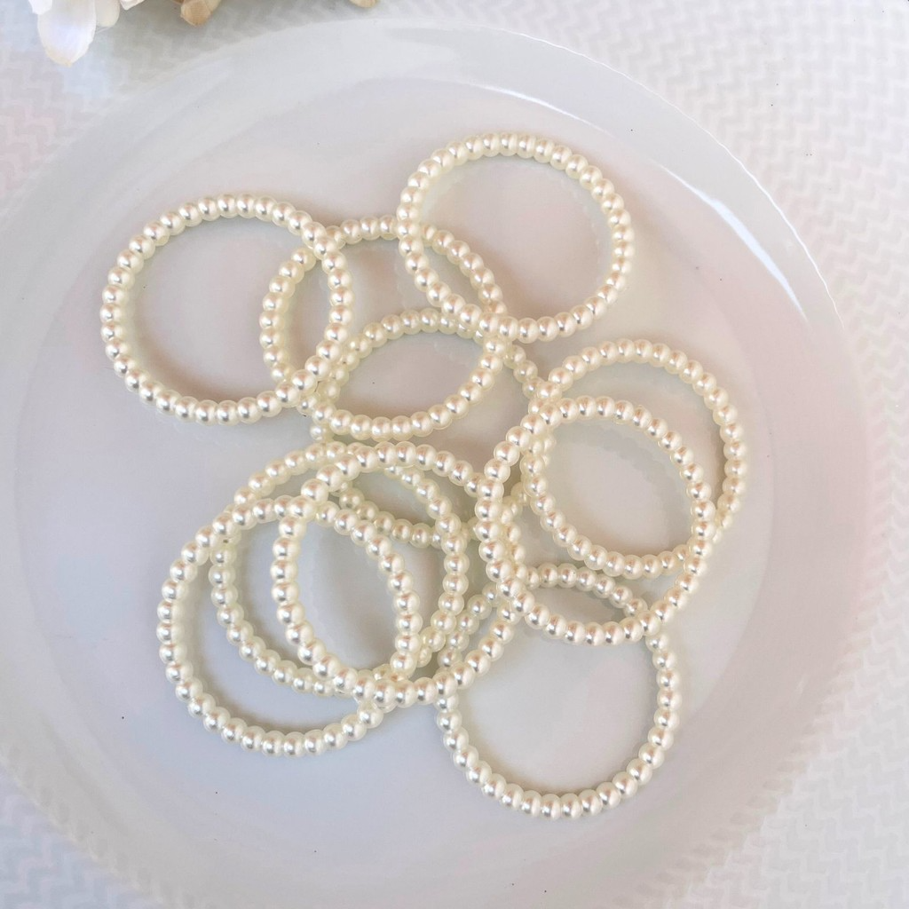 Kit com 06 ou 12 Argola de Guardanapo Perolas Para Casamento Mesa Posta