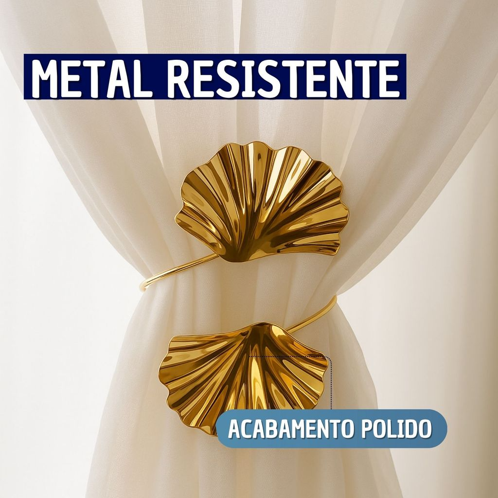 Kit 02 Prendedores de cortina Folha de Ginkgo