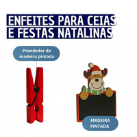 Kit 06 identificador de Prato Natalino Prendedores de Madeira Para Mesa Posta