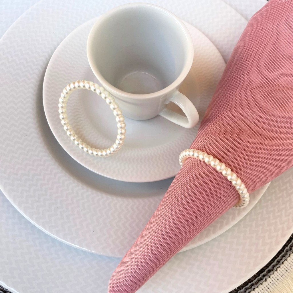 Kit com 06 ou 12 Argola de Guardanapo Perolas Para Casamento Mesa Posta