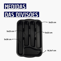 Organizador deTalheres para Gavetas de Cozinha Plastico Preto