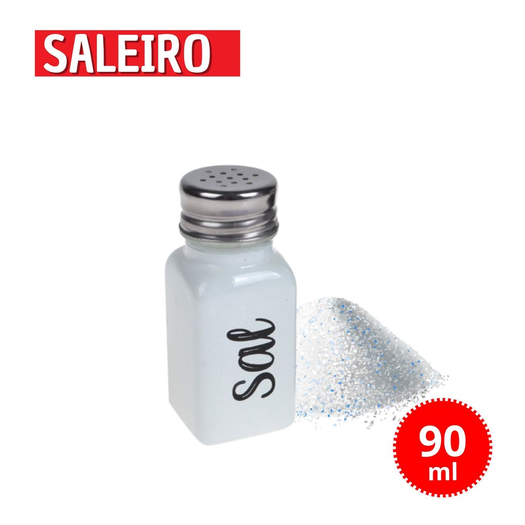 Jogo Saleiro e Pimenteiro em Vidro Com Tampa de Aço com Escrita