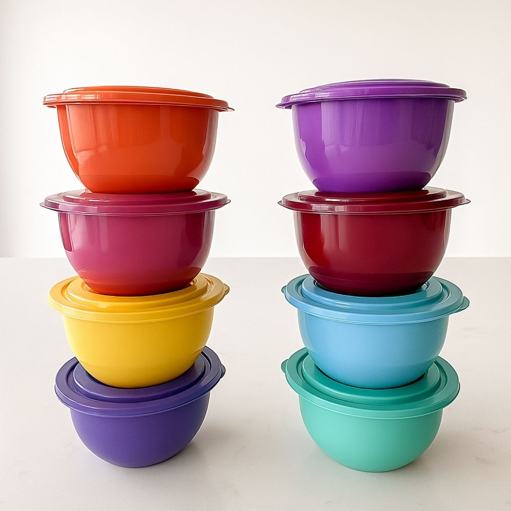 Kit 10 Potes Redondo de Plástico Com Tampa 1 Litro Colorido