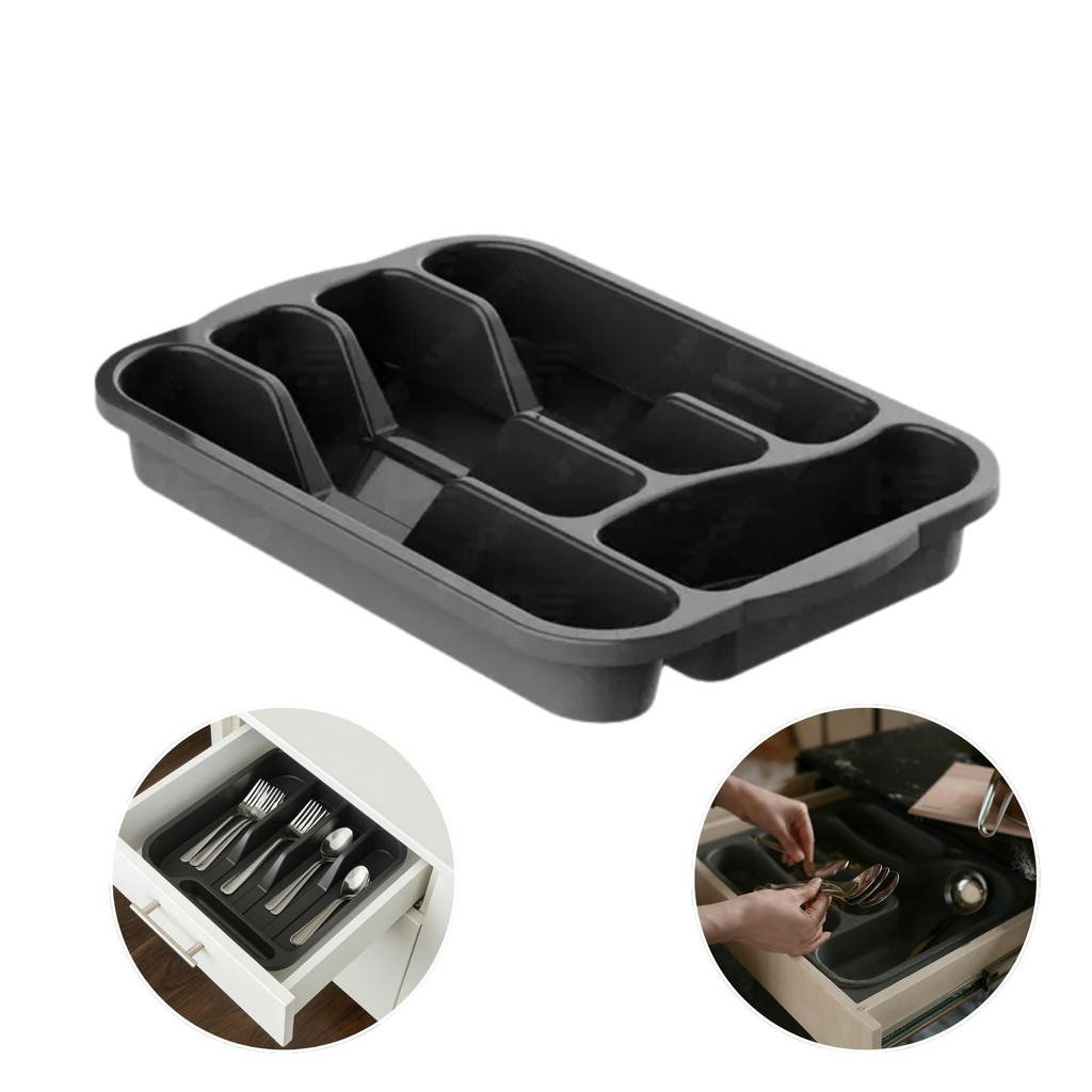 Organizador deTalheres para Gavetas de Cozinha Plastico Preto