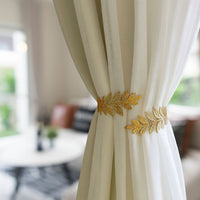 Kit 02 Prendedores de cortina de Metal Folhas Jardim Elegante Com Detalhes em Relevo