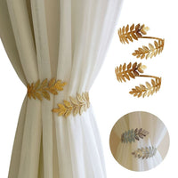 Kit 02 Prendedores de cortina de Metal Folhas Jardim Elegante Com Detalhes em Relevo