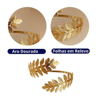 Kit 02 Prendedores de cortina de Metal Folhas Jardim Elegante Com Detalhes em Relevo