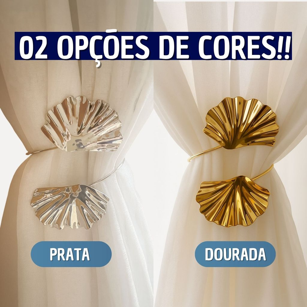 Kit 02 Prendedores de cortina Folha de Ginkgo