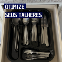 Organizador deTalheres para Gavetas de Cozinha Plastico Preto
