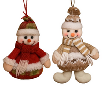 Kit 02 Enfeites Natalinos de Pelúcia Para árvore de Natal Papai Noel e Boneco de Neve