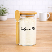 Pote Personalizado Hermético em Bambu 750ml Com Colher