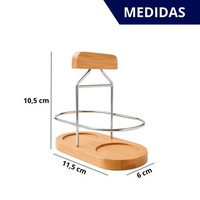 Jogo Saleiro e Pimenteiro de Cerâmica com suporte de Bambu Black