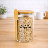 Pote Personalizado Hermético em Bambu 750ml Com Colher