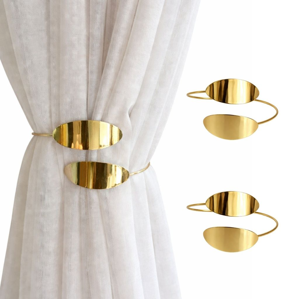 Kit 02 Prendedores de cortina decorativo Minimalista Ovalizado